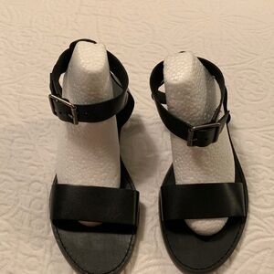 Madewell Boardwalk Black leather Ankles trap Sandal